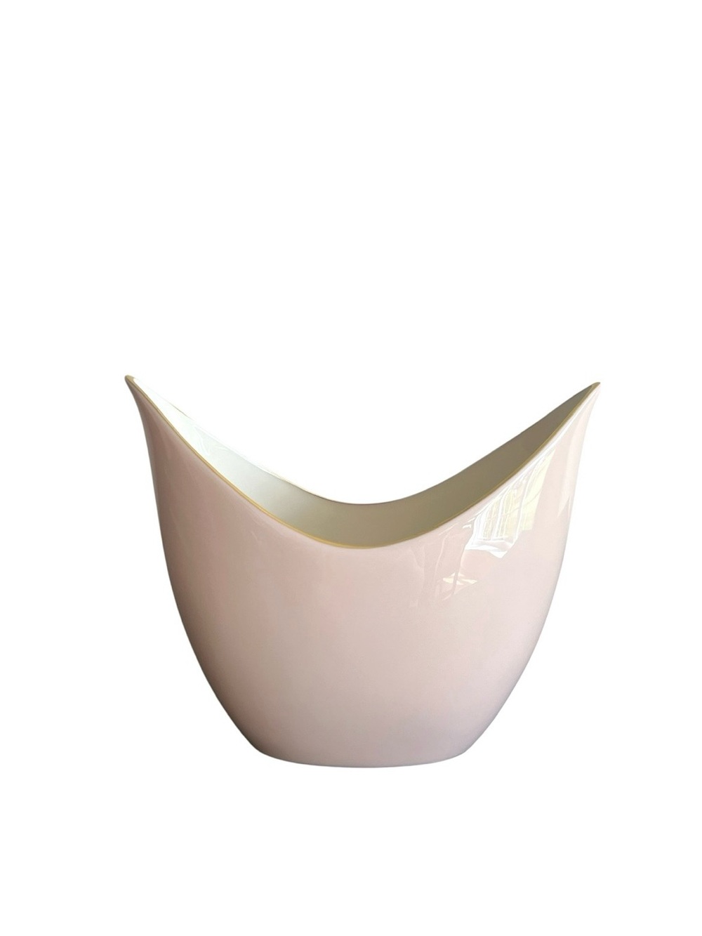 Vintage Lenox Crescent Tulip Porcelain Vase Pink Planter Gold Trim 1960s MCM